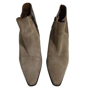 Donald J Pliner Suede Pointed Toe Ankle Boot Beige Snake Loro 7 Edgy Chic Animal